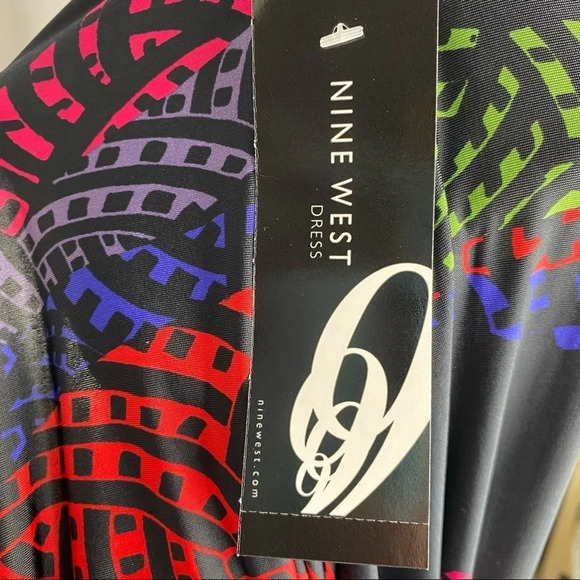 NWT Nine West Colorful Cold Shoulder Dress Size 8 - Picture 6 of 7